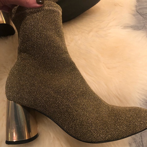 Barely worn Free People gold spectrum sock booties - Picture 5 of 6